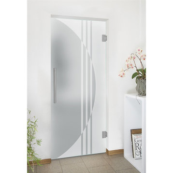 Swing Glass Door, Lines Design, Full-Private, 36"x84" Inches, 3/8" (10mm)