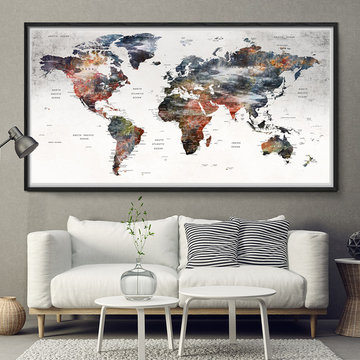 Office Decor World Map Wall Art