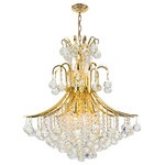 Crystal Lighting Palace - French Empire 11-Light Gold Finish Clear Crystal Chandelier - This stunning 11-light Crystal Chandelier only uses the best quality material and workmanship ensuring a beautiful heirloom quality piece. Featuring a radiant Gold finish and finely cut premium grade crystals with a lead content of 30-percent, this elegant chandelier will give any room sparkle and glamour.