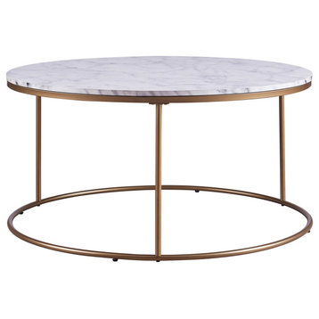 Versanora Marble-Look Round Coffee Table