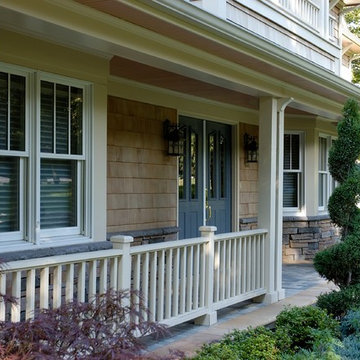 Front porch with cultured stone veneer.