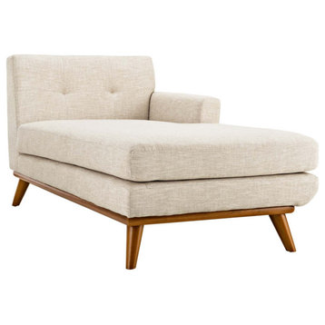 Gianni Beige Right-Facing Upholstered Fabric Chaise