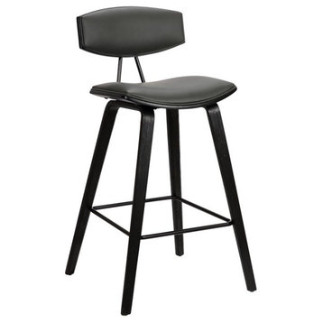 Armen Living Fox 26" Modern Faux Leather Counter Stool in Gray