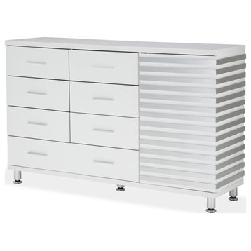 Horizons 7-Drawer Dresser, Cloud White/Nickel