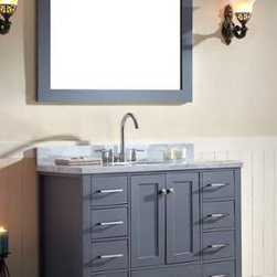 43 inch Single Sink Bathroom Vanity Set Grey Finish, Carrara White Marble Top - Bathroom Vanities And Sink Consoles