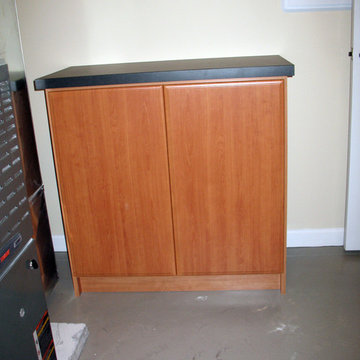 Pantry or back entrance closed storage unit with Formica top