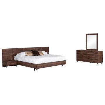 Nova Domus Brooklyn Italian Modern Walnut Bed Set, Queen