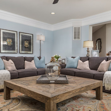 Double Charcoal Sofas with Huge Square Coffee Table