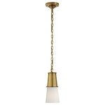 Visual Comfort - Robinson Pendant, 1-Light, Hand-Rubbed Antique Brass, White Glass, 4.75"W - This beautiful pendant will magnify your home with a perfect mix of fixture and function. This fixture adds a clean, refined look to your living space. Elegant lines, sleek and high-quality contemporary finishes.Visual Comfort has been the premier resource for signature designer lighting. For over 30 years, Visual Comfort has produced lighting with some of the most influential names in design using natural materials of exceptional quality and distinctive, hand-applied, living finishes.
