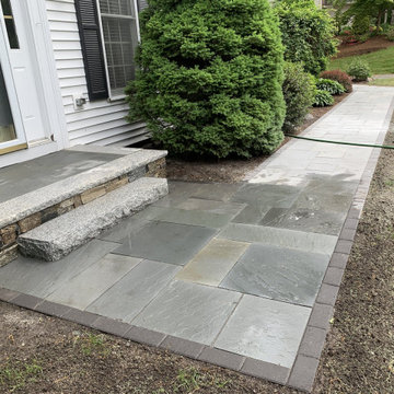 Concrete Paver Patio, Stone Veneer Steps & Granite Step — Franklin, MA
