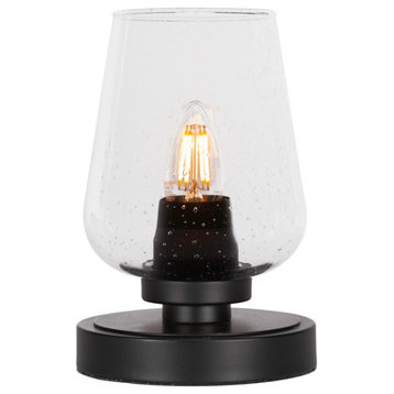 Luna 1-Light Table Lamp, Matte Black/Clear Bubble