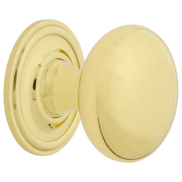 New York Brass 1 3/8" Cabinet Knob With Classic Rose, Unlacquered Brass