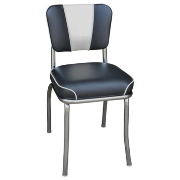 V-Back Chrome Diner Chair, Black, Waterfall Seat