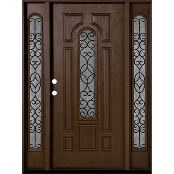 Fiberglas Front Door Belleville With Iron Glass, 1 Door 2 Sidelights 60x80, Righ