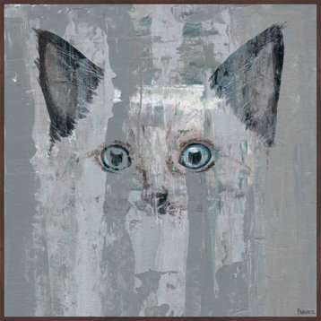 "Blue Eyed Cat" Floater Framed Painting Print on Canvas, 20"x20"