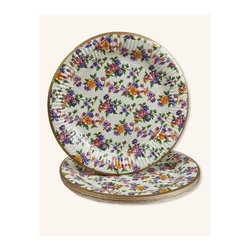 Chintz Floral Paper Plates (Set Of 16) - Dinner Plates