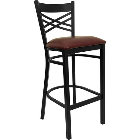 Flash Furniture Hercules Series Black ''X'' Back Metal Bar Stool