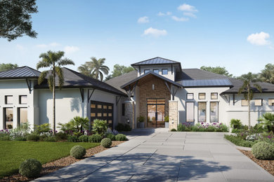 Home design - large transitional home design idea in Orlando