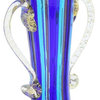 GlassOfVenice Murano Glass Small Blue Vase With Handles