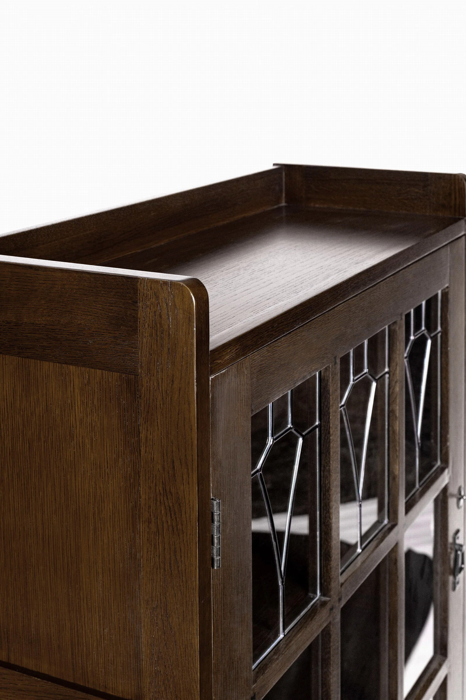 Mission Leaded Glass Bookcase with Lock & Key - Walnut - Craftsman ...