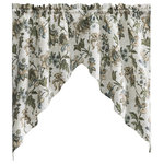 Ellis Curtain - Madison Floral 56"x36" Tailored Swag, Blue - Make a colorful, stylish statement in any room with this rich and beautiful floral. The tailored swag valance is made with 50-percent polyester/50-percent cotton duck fabric that creates a smooth draping effect, soft texture and easy maintenance. Each swag piece is constructed with a 1.5-inch header and 1.5-inch rod pocket. Sold in pairs (2 pieces) width measures 56-inches (both 28-inch panels together), while length measures 36-inches from top stitch down. For wider windows simply add the coordinating tailored valance to the look. Easy care machine washable.