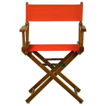 18" Director's Chair With Honey Oak Frame, Orange Canvas