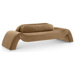 Meridian Furniture - Austin Upholstered Sofa, Beige, Velvet, Sofa - Dare to be different with the Austin beige velvet sofa. Its avant-garde design and luxurious velvet upholstery offer a truly unexpected seating experience. The sofa is a modern marvel that redefines comfort and style with its innovative design to create a truly unforgettable piece.