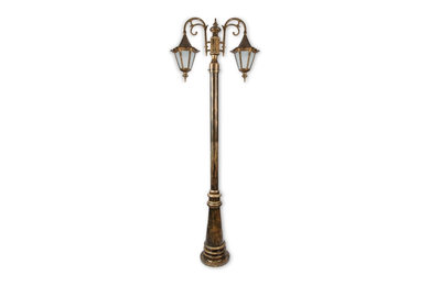 Fos Lighting Vintage Antique Golden 2 Light Pole Light