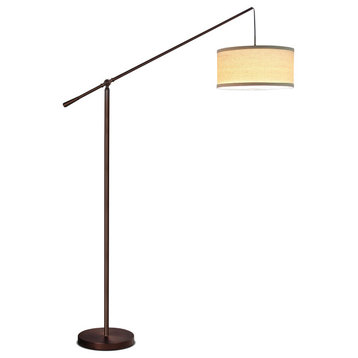 Brightech Hudson - Contemporary Arc Floor Lamp Hangs Over the Couch From Behind,