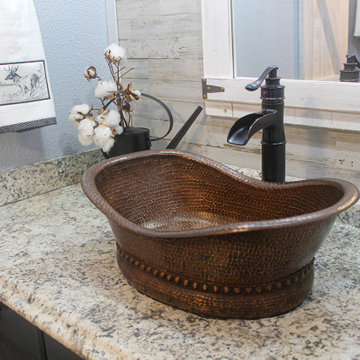 20" Bath Tub Vessel Hammered Copper Sink (VBT20DB)