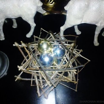 twig star of david nest + vintage ornaments