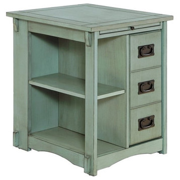 Linon Parnell Wood Side Table in Teal Blue