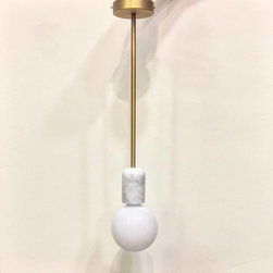 PatinaBrozne drop lamp with Carrara Marble - Pendant Lighting