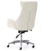 Mid-Century Leatherette Adjustable Swivel High Back Office Chair, Cream White