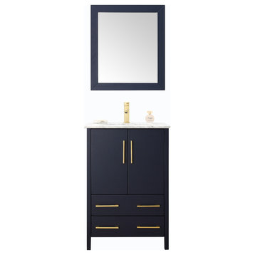 24" Solid Wood Sink Vanity With Mirror-No Faucet