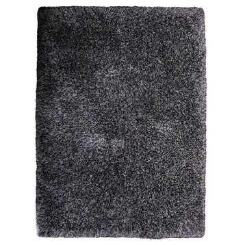 Hand Tufted Shag Polyester Area Rug Solid Blue White, [Rectangle] 5'x8'