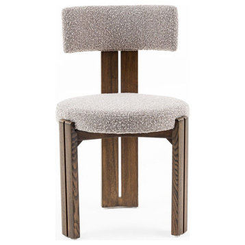 Modrest Sheridan Mid-Century Grey Fabric, Walnut Dining Chair