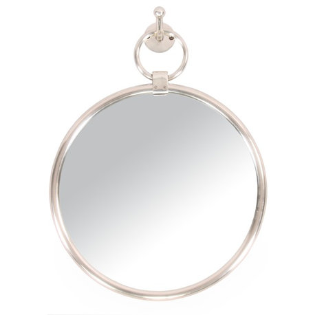 Round Wall Mirror In Antique Silver