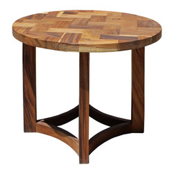 Chinese Oriental Brown Round Open Center Base Pedestal Table - Side Tables And End Tables