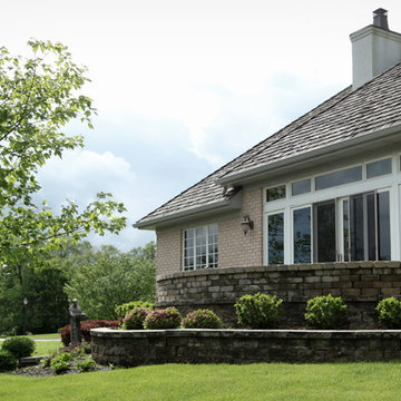Handsome Transitional with Stone Entry and Shake Roof