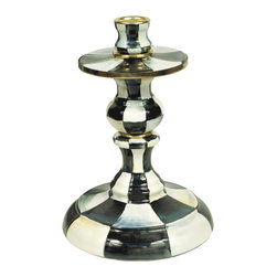 Courtly Check Enamel Candlestick - Small | MacKenzie-Childs - Candleholders
