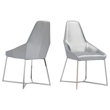 Modrest Sarah Modern Pearl Gray Leatherette Dining Chairs, Set of 2