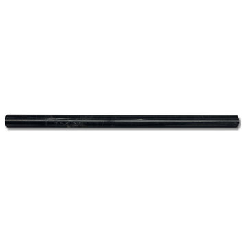 Nero Marquina Black Marble 3/4x12 Pencil Liner Trim Molding Polished, 1 piece