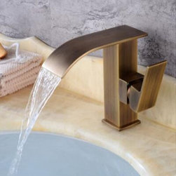 Antique Basin Faucet Antique Brass Waterfall Mixer Bathroom Sink Faucet TA0178 - Bathroom Sink Faucets