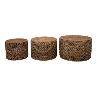 Dorian Nesting Sea Grass Tables, Set of 3 - Beach Style - Side Tables And  End Tables - by Cottage & Bungalow, Houzz