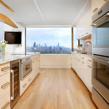 Modern Glossy Chicago Skyline Kitchen