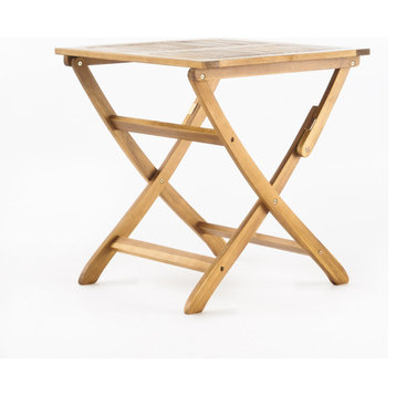GDF Studio Versaille Outdoor Foldable Acacia Wood Bistro Table, Natural