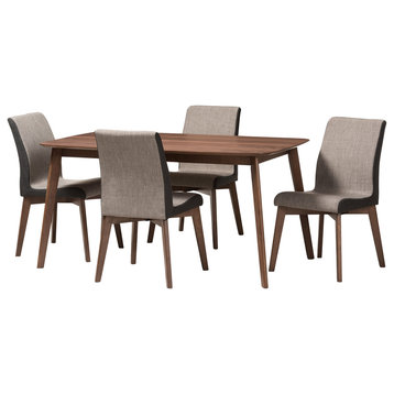 Kimberly Beige and Brown Fabric 5-Piece Dining Set, Light Brown