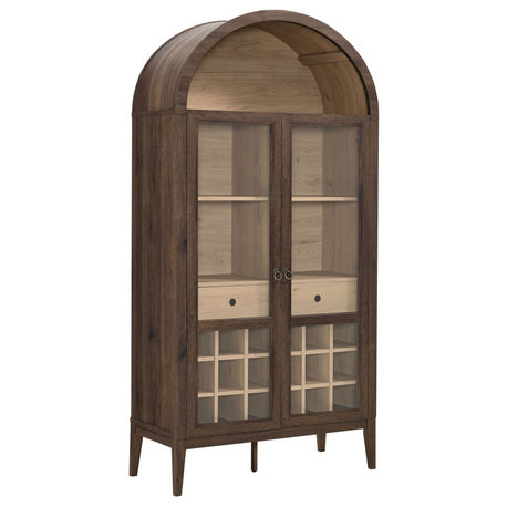 Nolan Arched Bar Cabinet, Dark Walnut