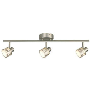 Brushed Nickel With Glass Basket 3-Light LED Ceiling Or Wall Track Lighting Kit